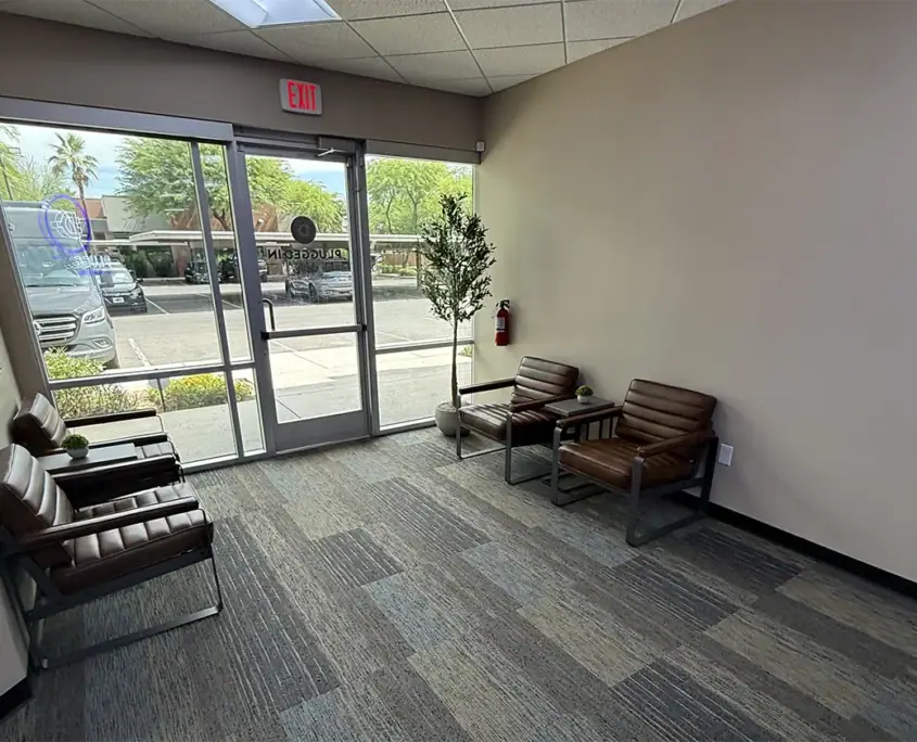 Outpatient treatment center lounge space